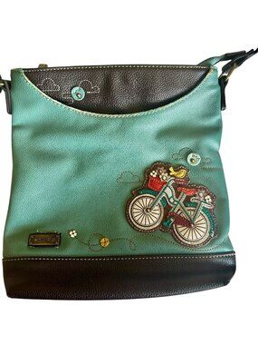 Chala Spring Bicycle Messenger Bag Womens Teal Brown Sweet Purse Handbag